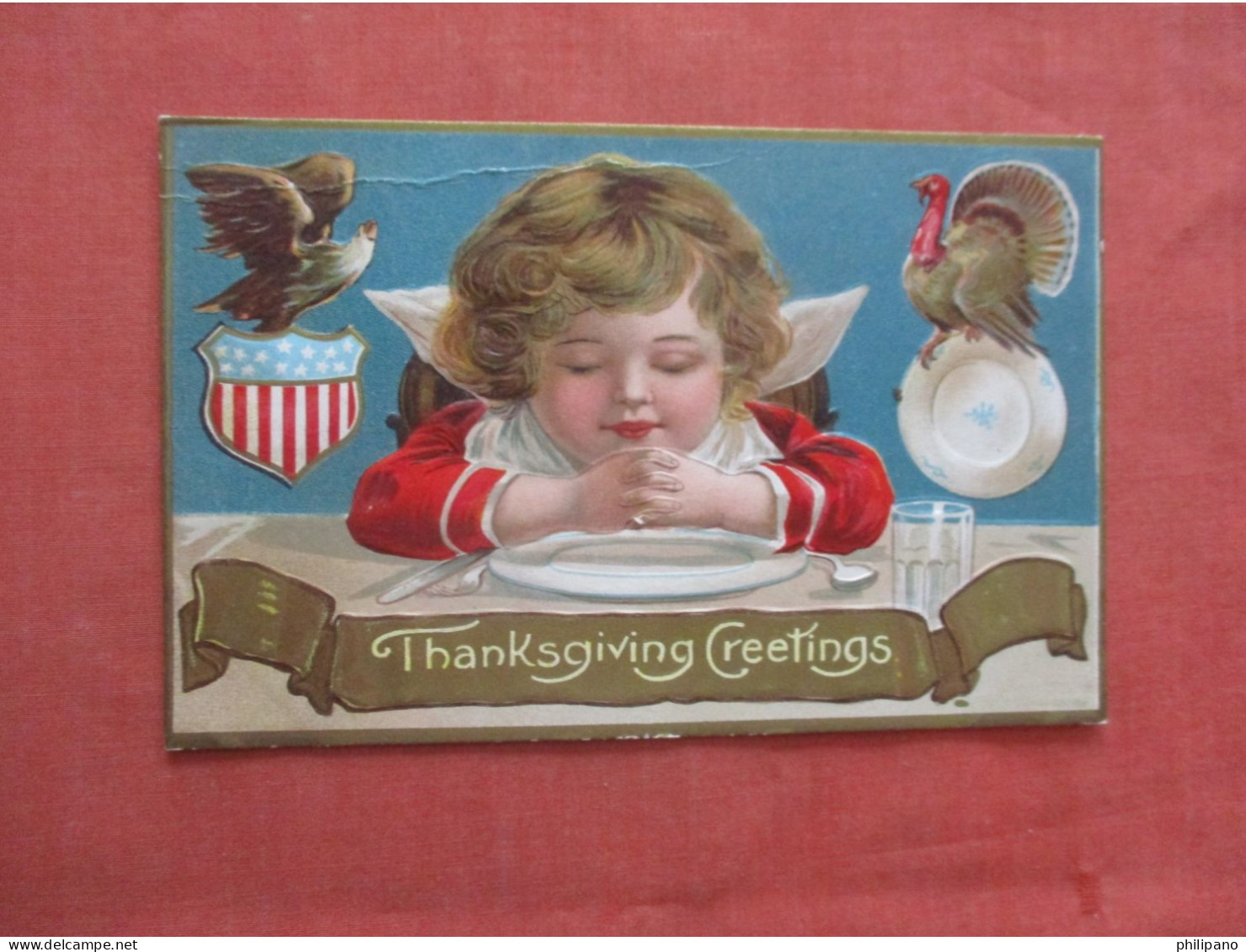 Embossed  Thanksgiving  Crease Top Border  Ref 6073 - Giorno Del Ringraziamento