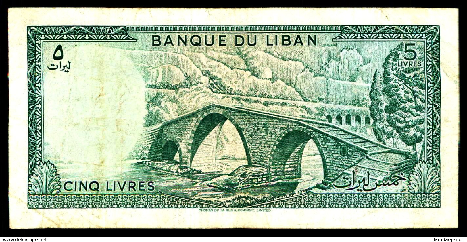 A8 LIBAN    BILLETS DU MONDE   LEBANON BANKNOTES  5 LIVRES 1964 - Liban