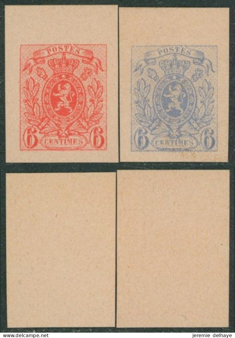 Essai - Petit Lion (valeur Non émise, 6C) Avec Brisure Du Cadre Supérieur "postes" X2 Rose Carmin / Bleu - Proofs & Reprints