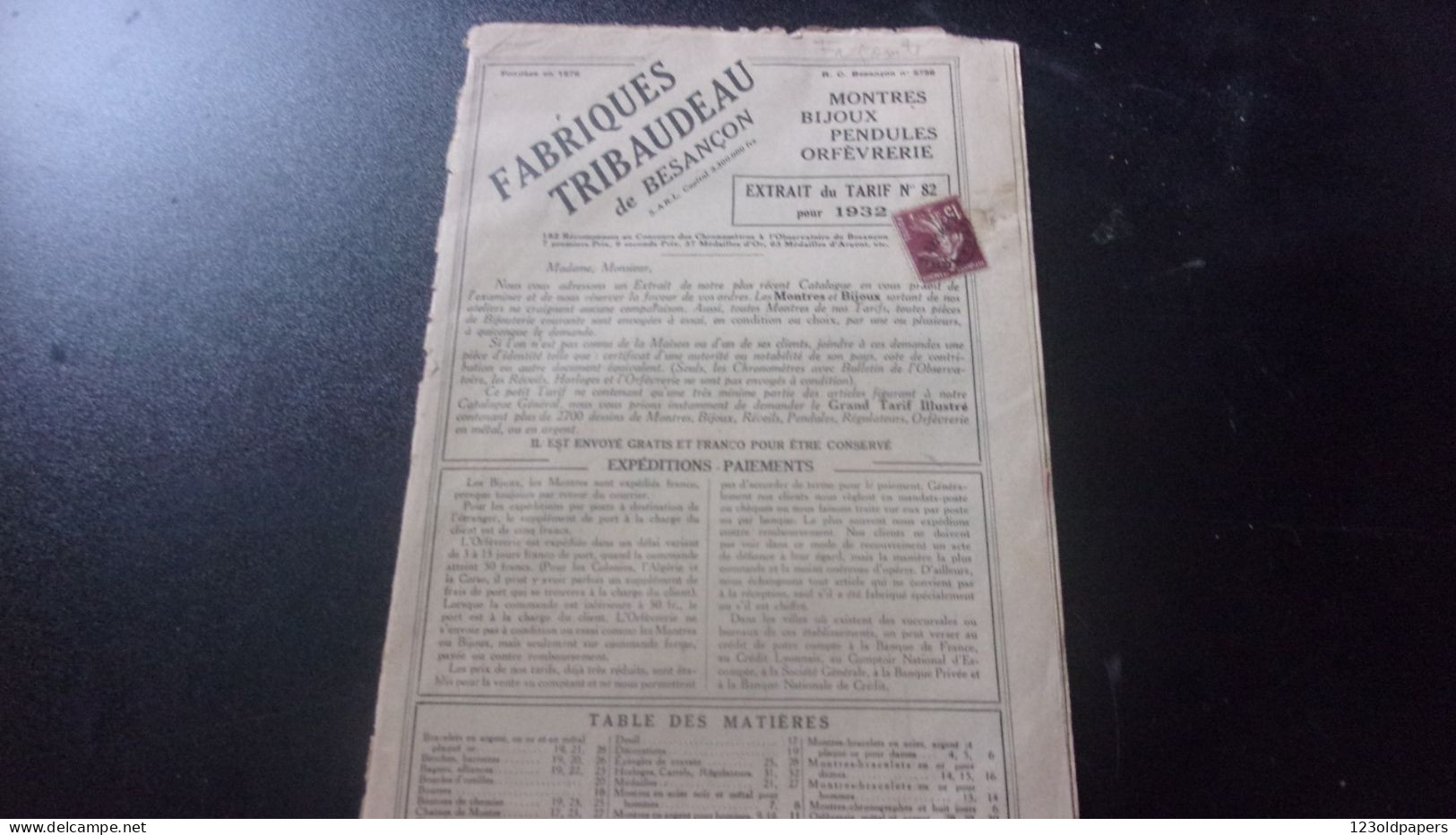 Horlogerie Bijouterie - Catalogue TRIBAUDEAU 1932 - Besançon  32 PAGES - Otros & Sin Clasificación