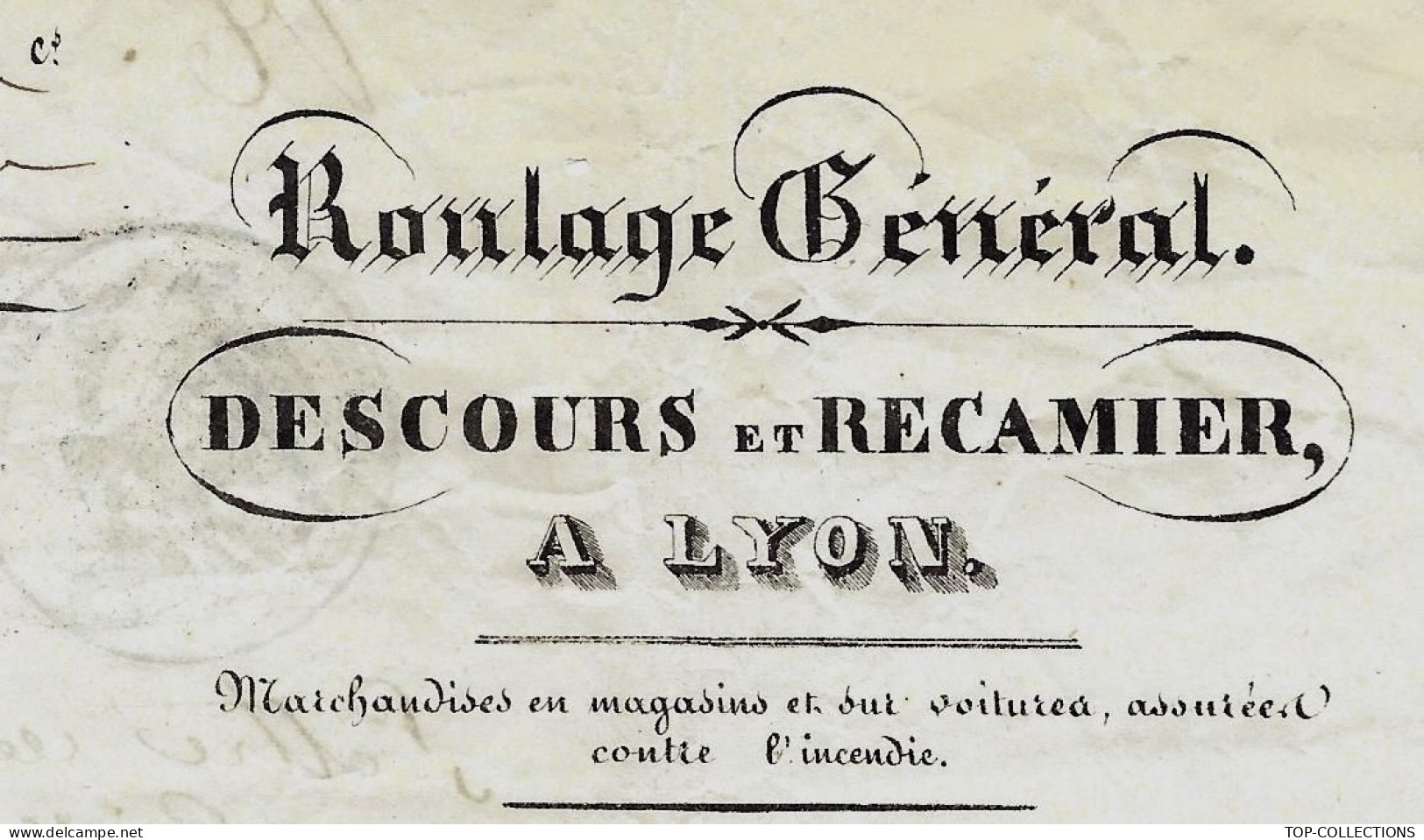 1835 ENTETE DESCOURS & RECAMIER Lyon  ROULAGE TRANSPORT LETTRE DE VOITURE  Caisse Chandelles Pour Tapier Seleizan V.SCAN - 1800 – 1899