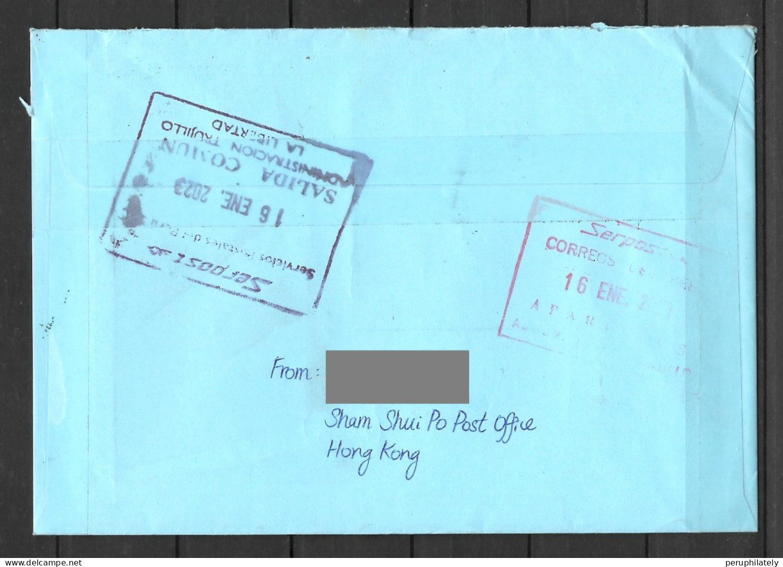 Hong Kong Cover With Year Of The Tiger And Monkey Stamps Sent To Peru - Cartas & Documentos