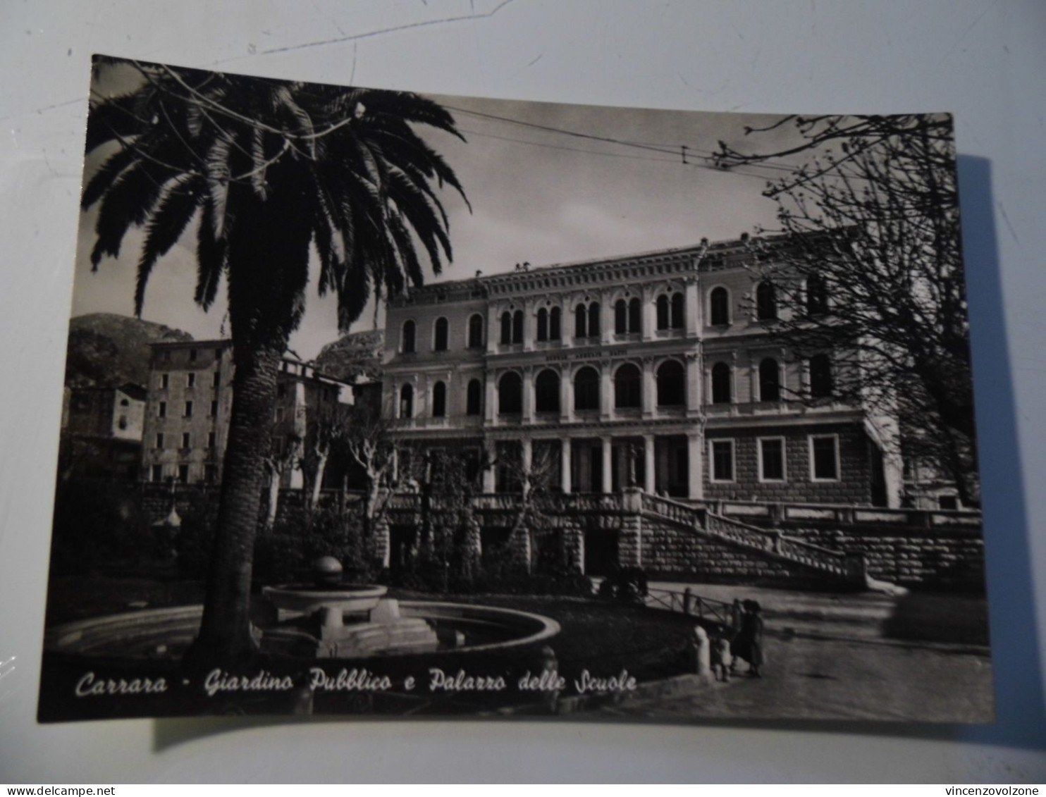 Cartolina Viaggiata "CARRARA Giardino Pubblico E Palazzo Delle Scuole" 1958 - Carrara
