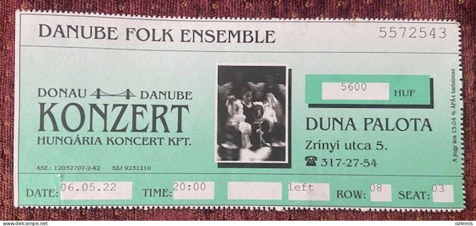 DANUBE FOLK ENSEMBLE,DONAU ,DANUBE KONZERT,HUNGARIA KONCERT KFT, - Concert Tickets