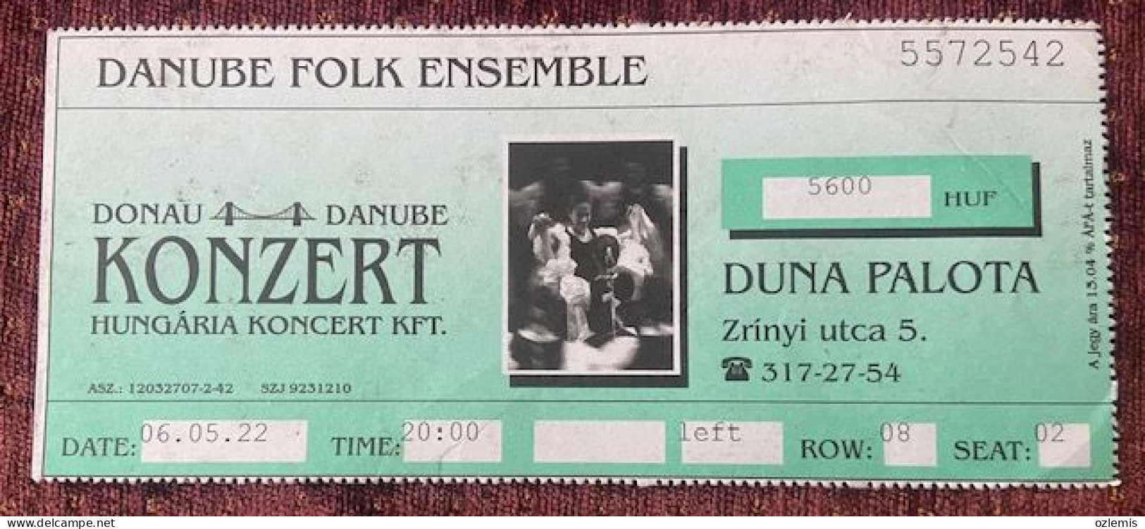 DANUBE FOLK ENSEMBLE,DONAU ,DANUBE KONZERT,HUNGARIA KONCERT KFT, - Tickets De Concerts