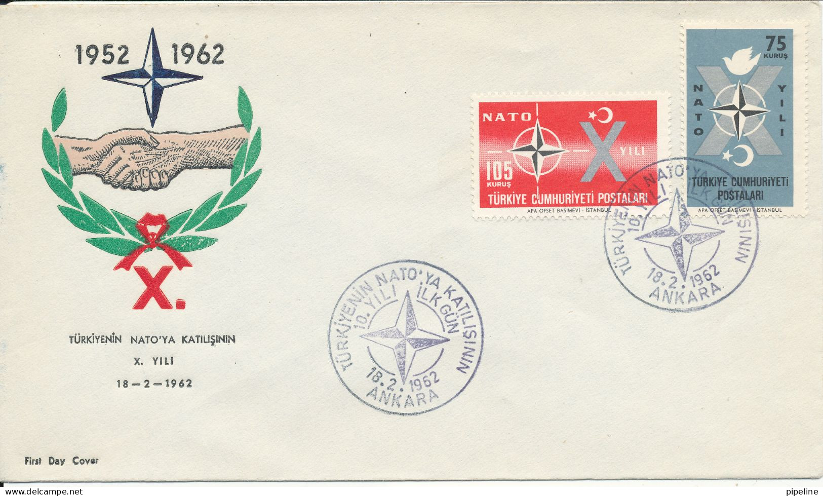 Belgium FDC 18-2-1962 NATO 10th. Anniversary With Cachet - Cartas & Documentos