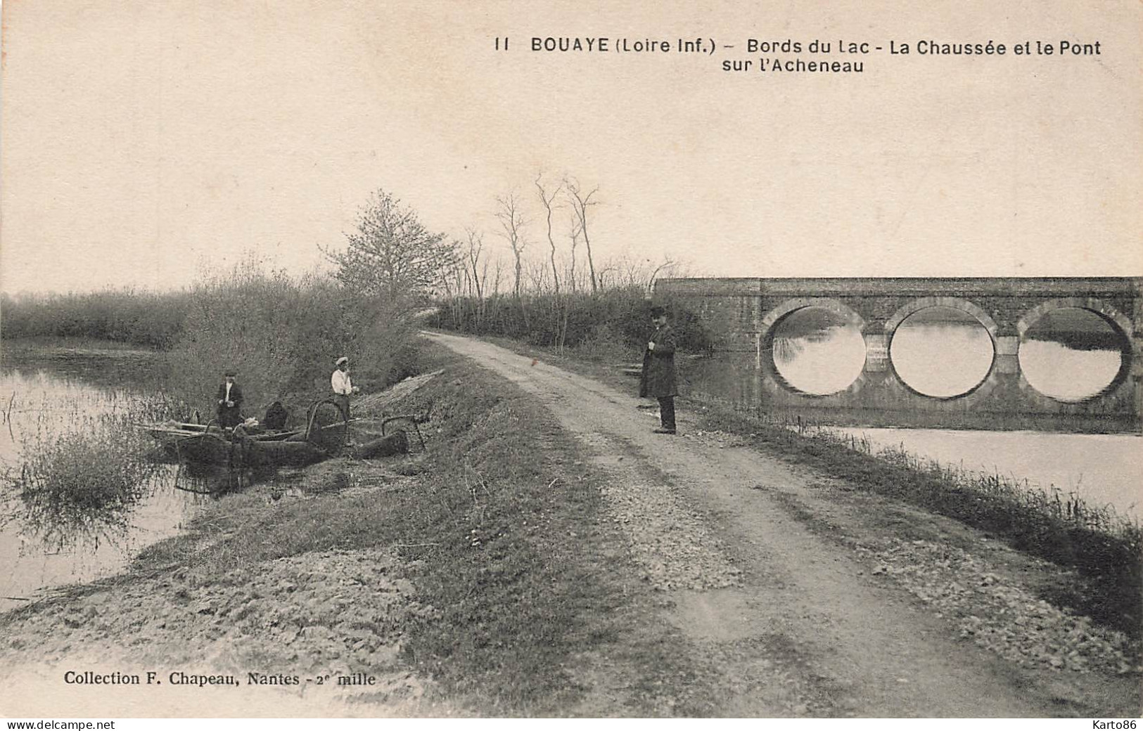 Bouaye * Les Bords Du Lac * La Chaussée Et Le Pont Sur L'acheneau * Pêche Pêcheurs Nasse  - Bouaye