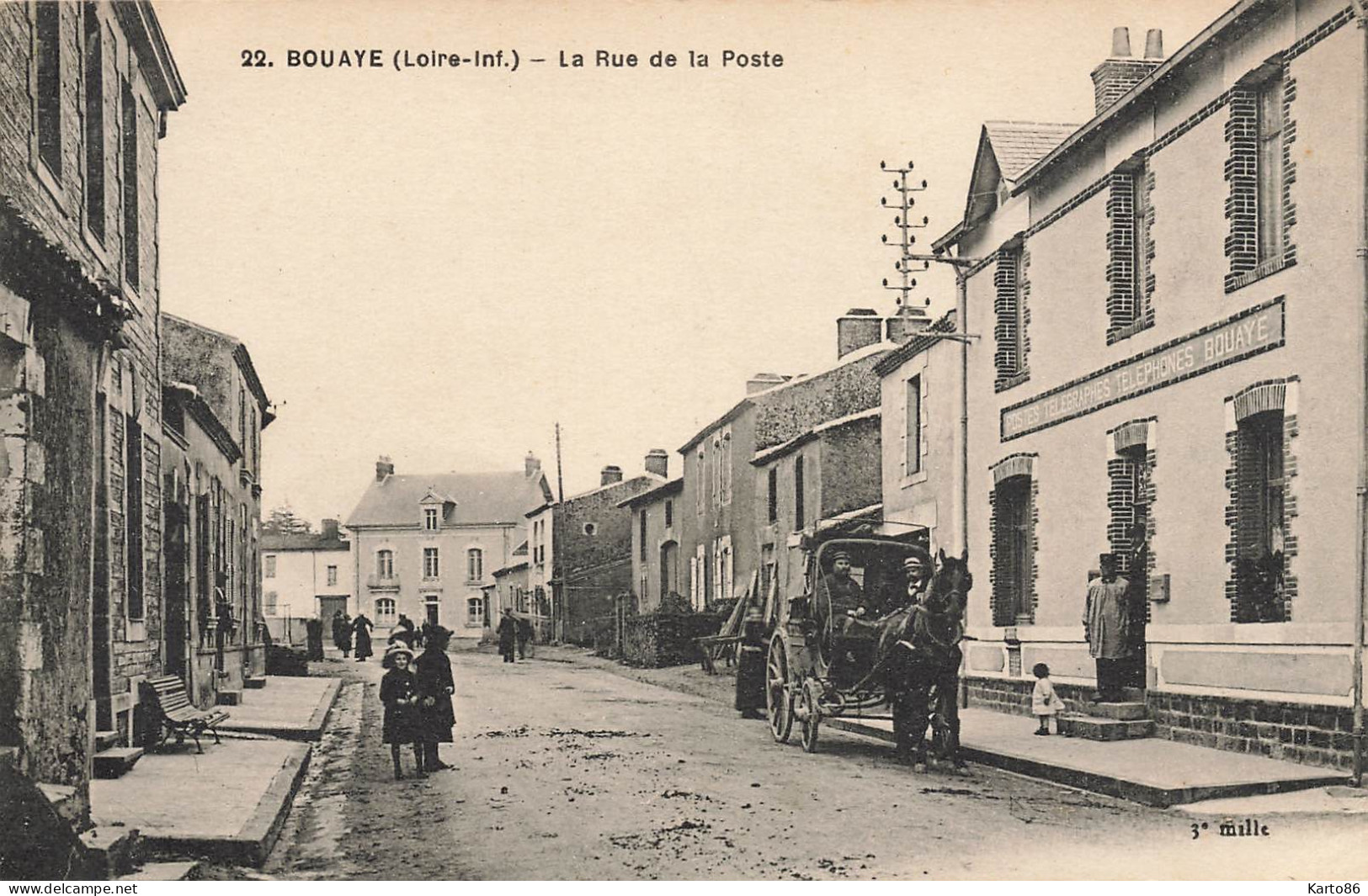 Bouaye * La Rue De La Poste * Attelage * Ptt * Villageois  - Bouaye