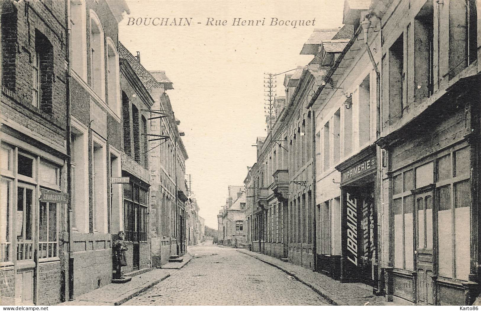 Bouchain * La Rue Henri Bocquet * Imprimerie * Commerce Magasin - Bouchain