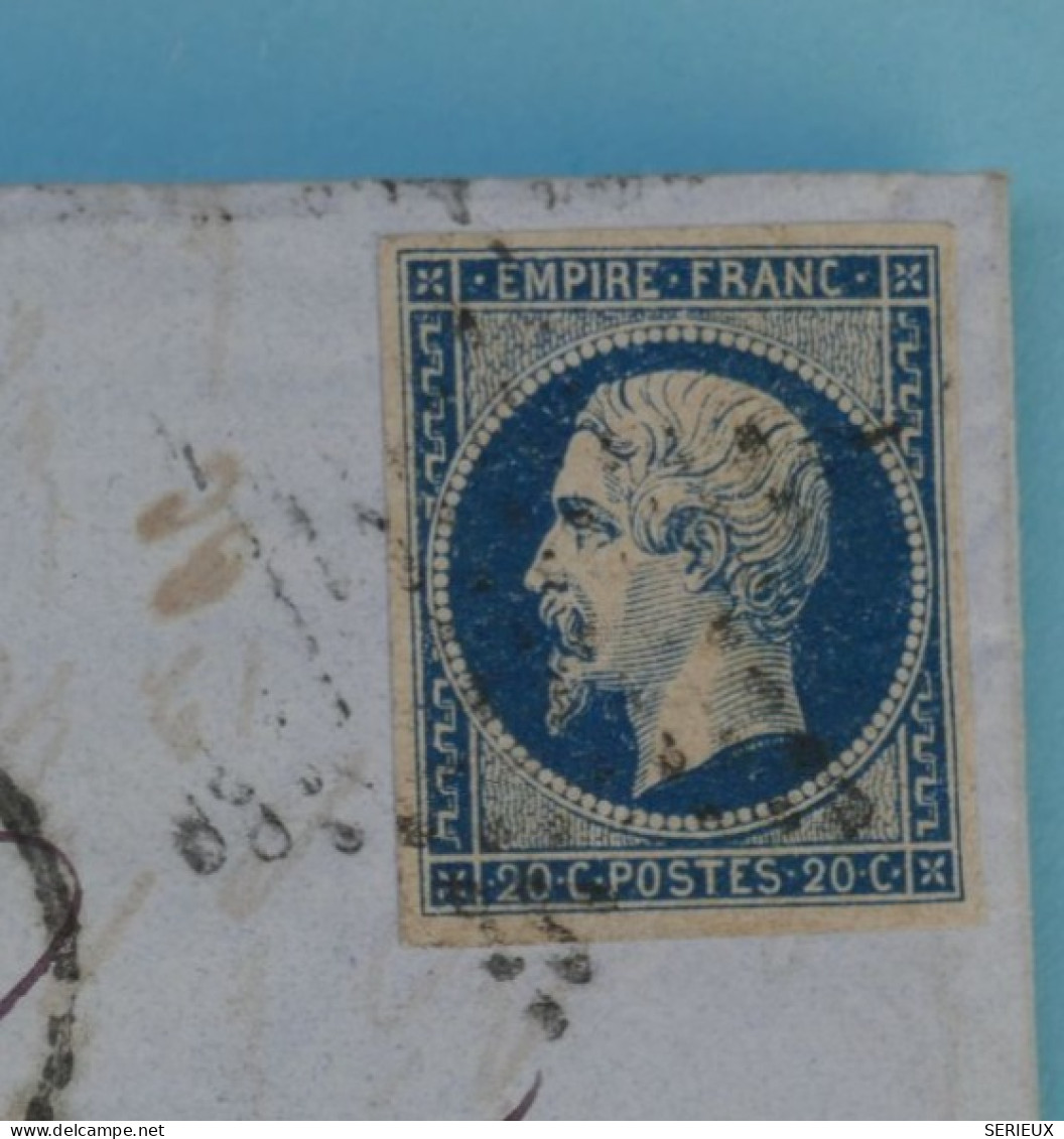 BT10 FRANCE   BELLE LETTRE   1856 ETOILE DE PARIS A LYON  +N°14+ AFFRANCH INTERESSANT - 1853-1860 Napoléon III.