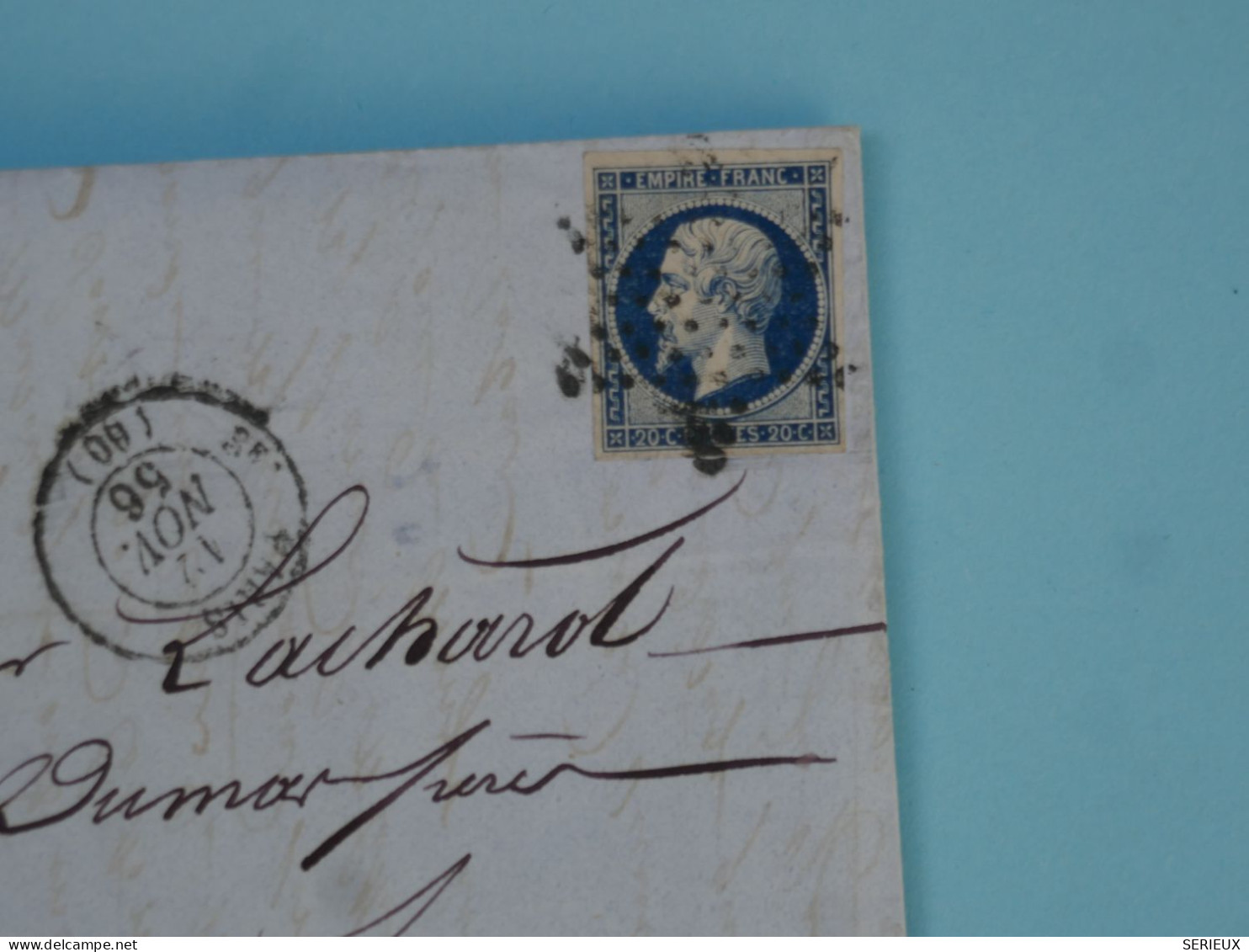 BT10 FRANCE   BELLE LETTRE   1856 ETOILE DE PARIS A LYON  +N°14+ AFFRANCH INTERESSANT - 1853-1860 Napoleon III