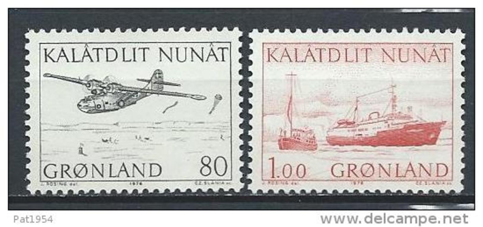 Groënland 1976 N°86/87 Neufs Transports Postaux Avions Et Bateaux - Neufs