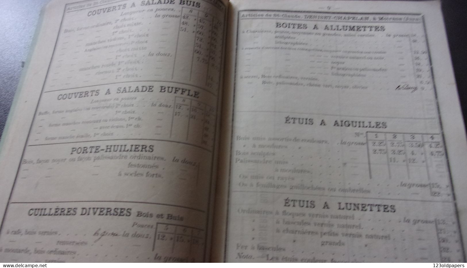 JURA CATALOGUE ARTICLES DE ST CLAUDE DENISET CHAPELAN A MOIRANS DU JURA PORTE ALLUMETTE CIGARE PIPE ... - Andere & Zonder Classificatie