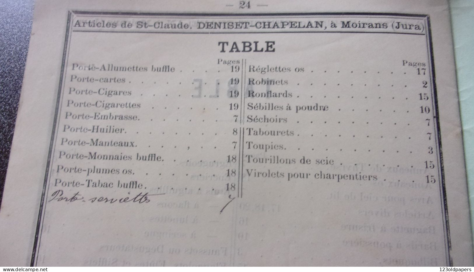 JURA CATALOGUE ARTICLES DE ST CLAUDE DENISET CHAPELAN A MOIRANS DU JURA PORTE ALLUMETTE CIGARE PIPE ...