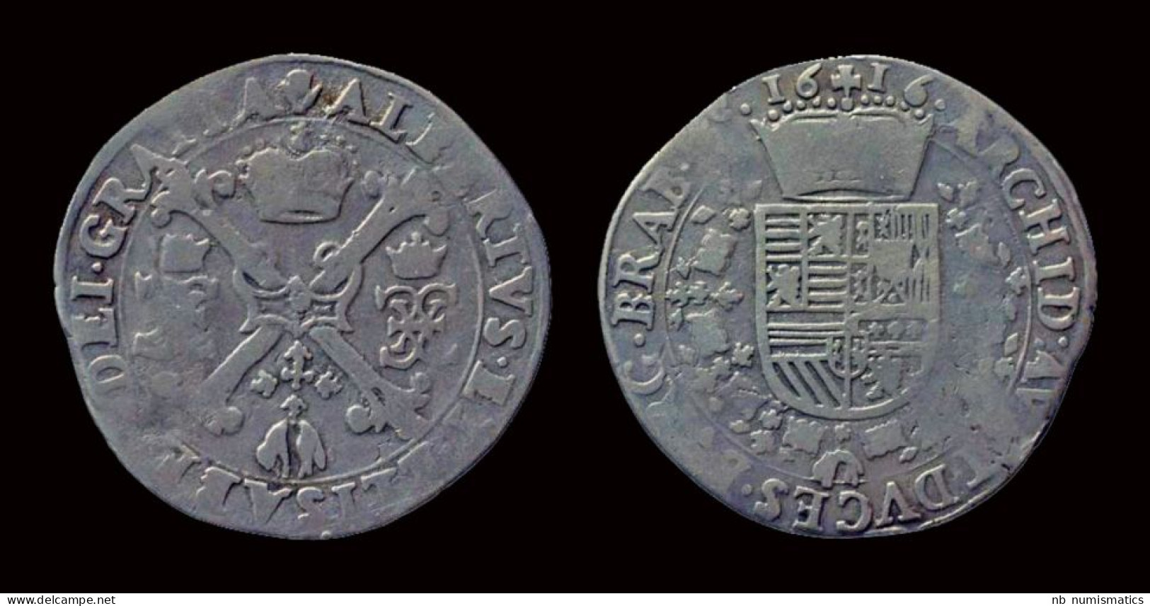 Southern Netherlands Brabant Albrecht & Isabella 1/4 Patagon 1616 - 651-1794 Reichsabtei Stablo-Malmedy