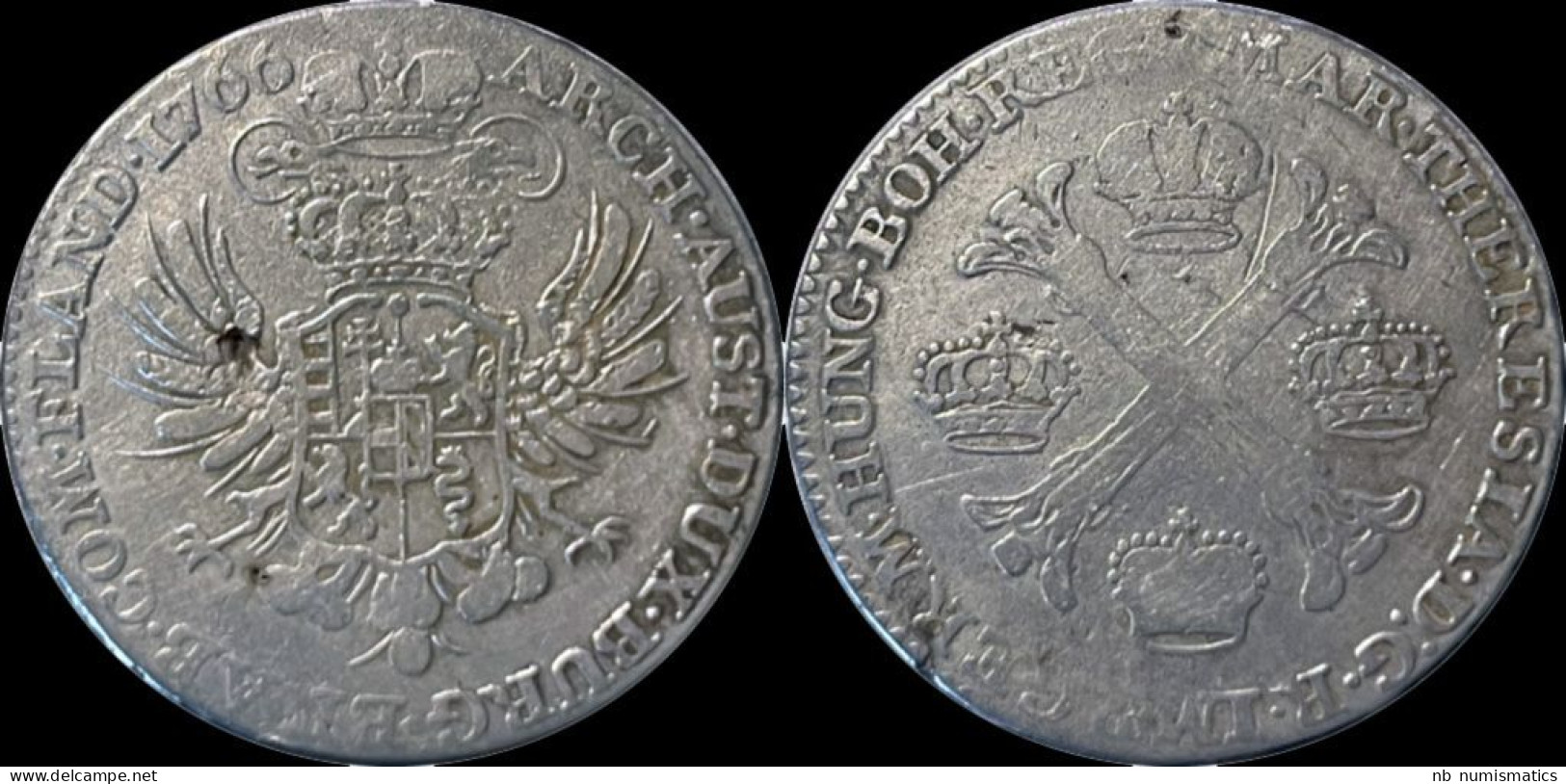 Austrian Netherlands Maria-Theresia 1/2 Kroon (couronne) 1766 - 1714-1794 Österreichische Niederlande
