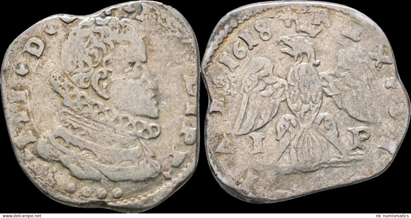 Italy Sicily Messina Philip III Of Spain AR 4 Tari 1618 - Sicile