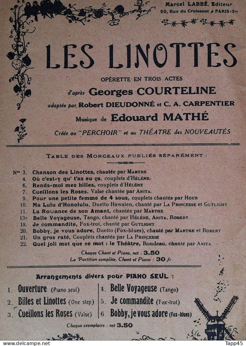 Partition Ancienne > Les Linottes  >   Réf: 30/5  T V19 - Vocals