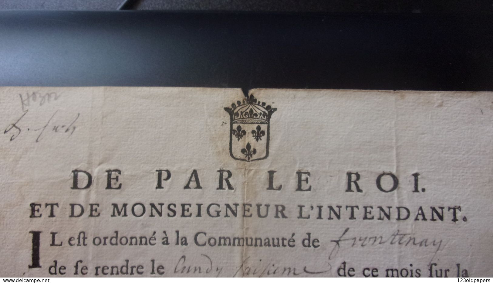 RARE JURA FRONTENAY SALINS 1748 DE PAR LE ROI ORDONNE A LA COMMUNAUTE DE FRONTENAY DE SE RENDRE ... ROUTE DU  SEL - Historical Documents