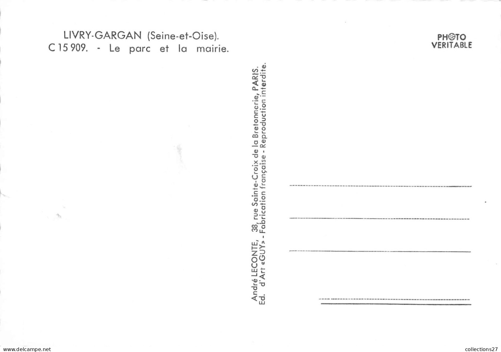93-LIVRY-GARGAN- LE PARC ET LA MAIRIE - Livry Gargan