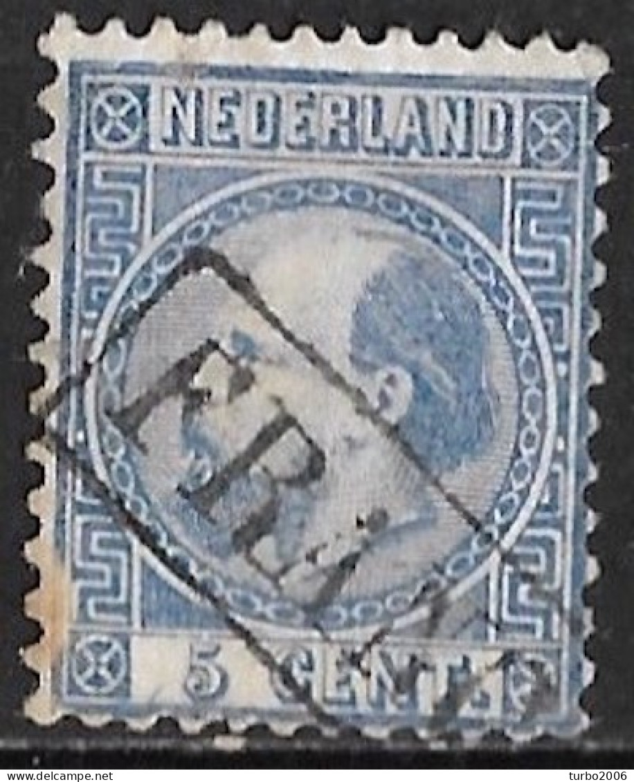 Blauw Haaltje Voor De 5 In 1867 Koning Willem III 5 Cent Blauw Type II NVPH 7 II A - Variétés Et Curiosités
