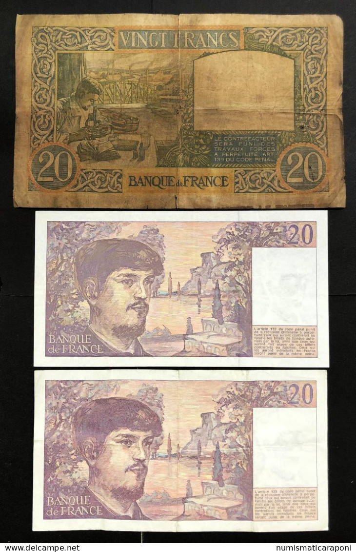 FRANCIA FRANCE 20 FRANCS 1940 + 1980 1993 + 10 Francs Voltaire 1973 + 20 Francs Pêcheur 1947 LOTTO.3788 - 20 F 1980-1997 ''Debussy''