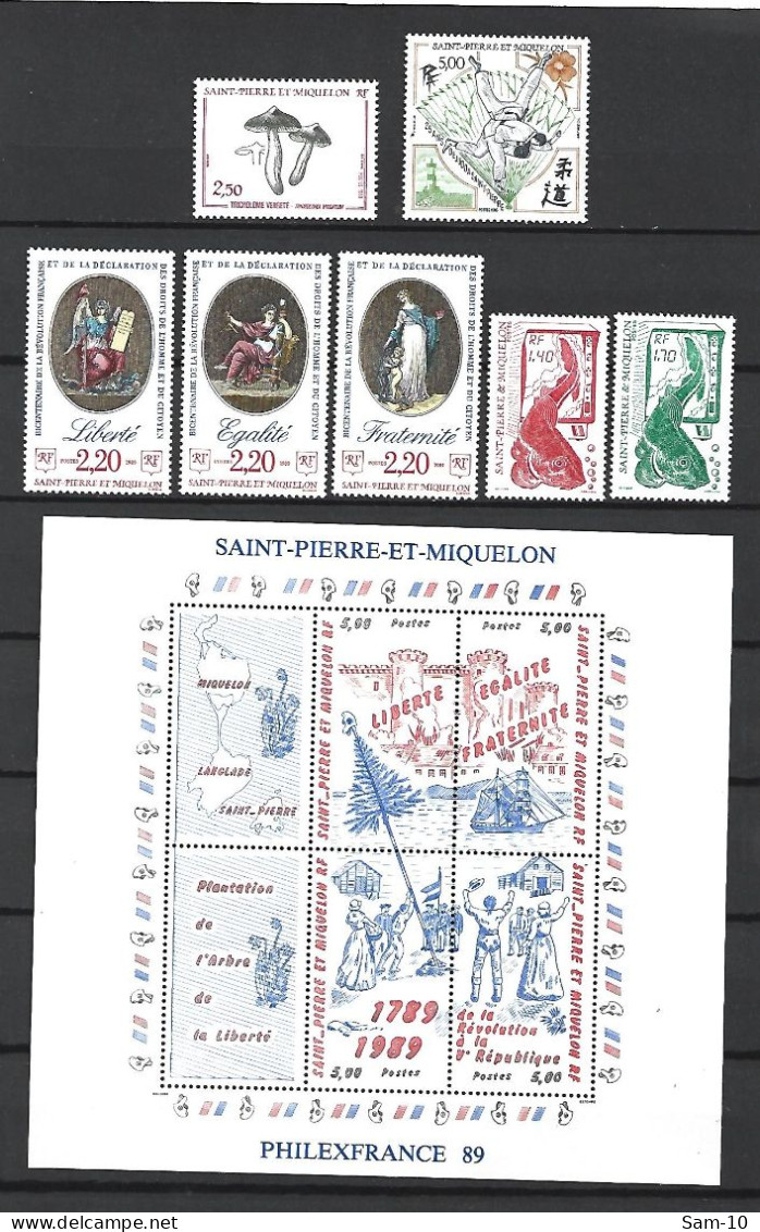 Timbre St Pierre Et Miquelon Neuf **  N 497 / 512  Année Complète  1989 - Full Years