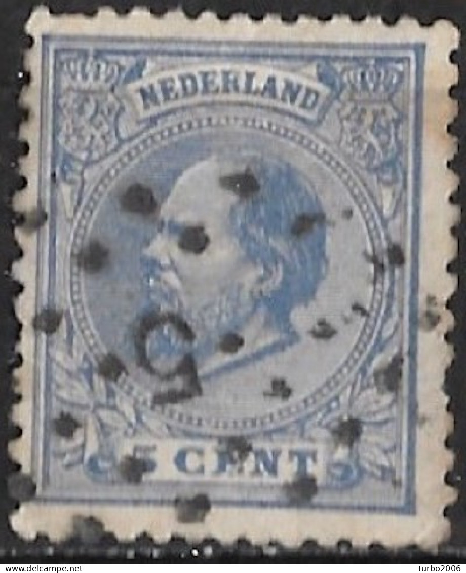 Gebroken E Van CEnt In 1872 Koning Willem III 5 Cent Blauw NVPH 19 D - Variedades Y Curiosidades