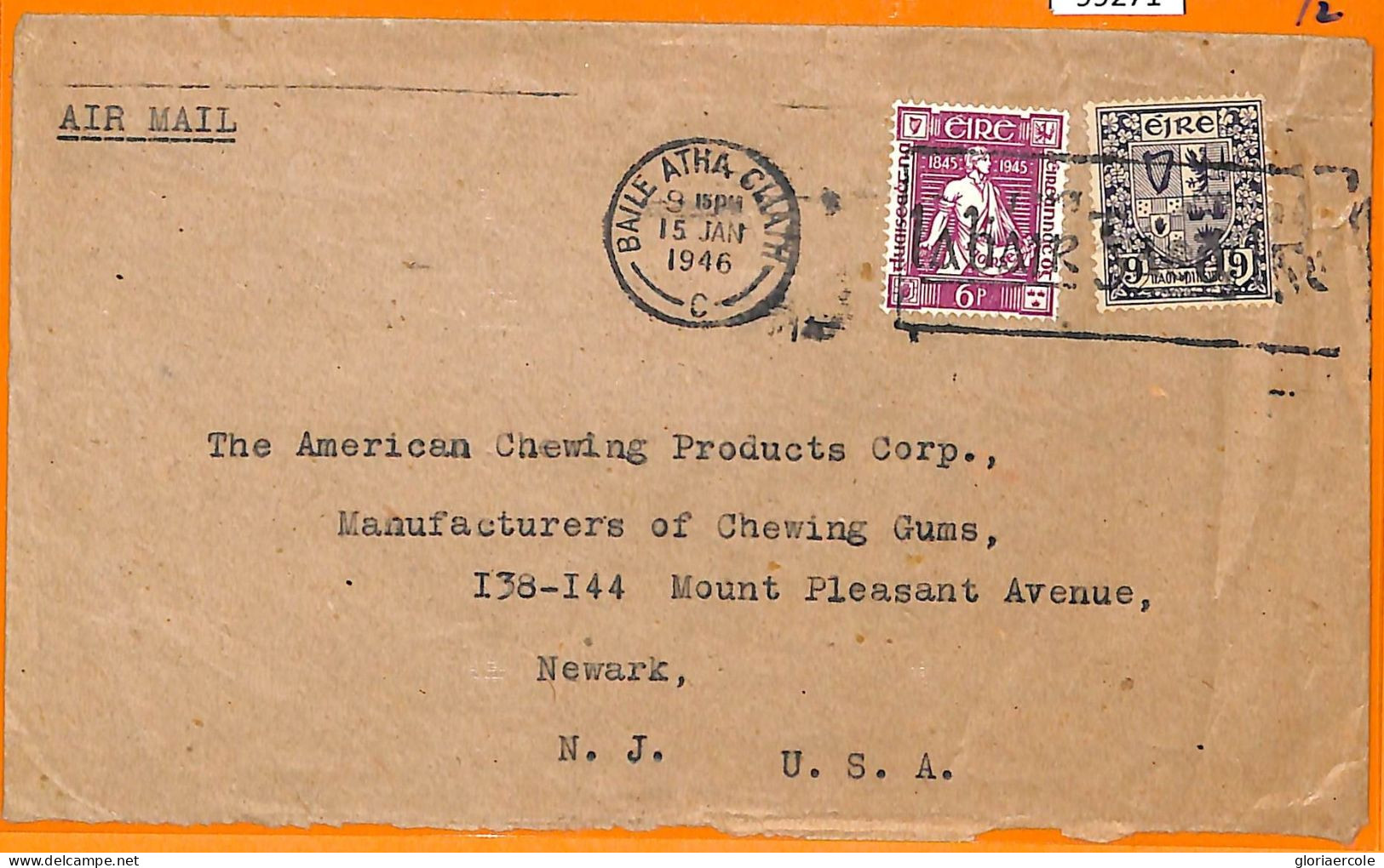 99271 - IRELAND - POSTAL HISTORY - AIRMAIL COVER To USA 1946 - Lettres & Documents