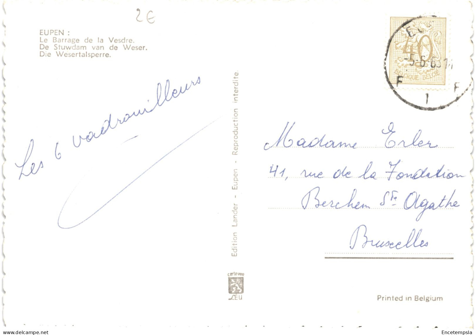 CPSM Carte Postale   Belgique  Eupen Barrage De La Vesdre 1963 VM67612 - Eupen