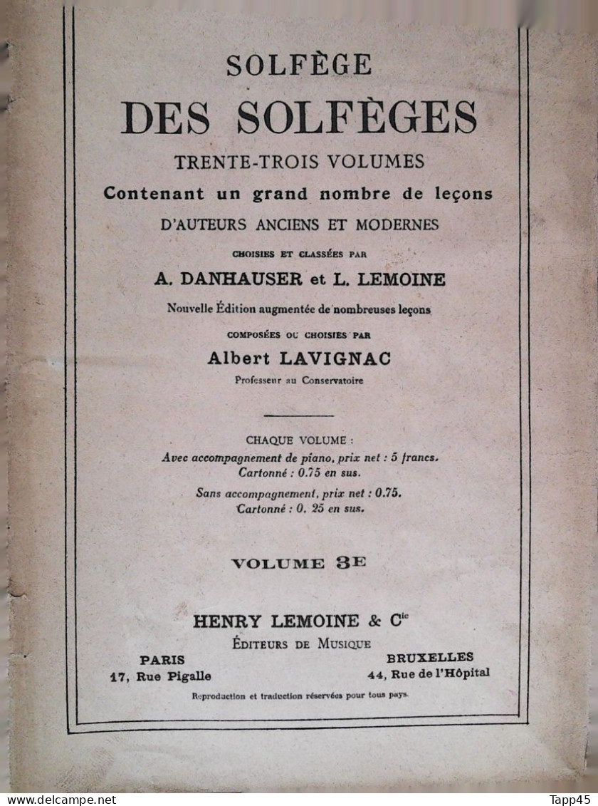 Carnet De Solfège  >  Réf:   3  T V19 - Etude & Enseignement