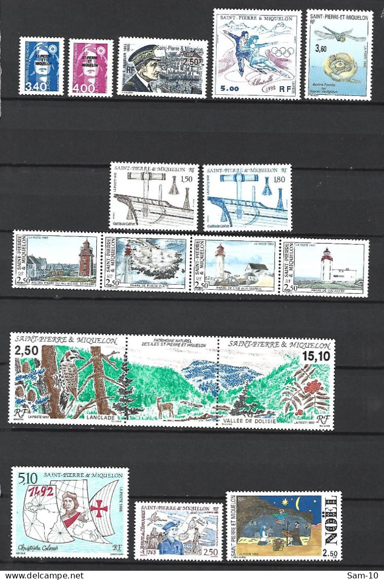 Timbre St Pierre Et Miquelon Neuf **  N 555 / 571 Manque Le N 557  Année 1992 - Full Years