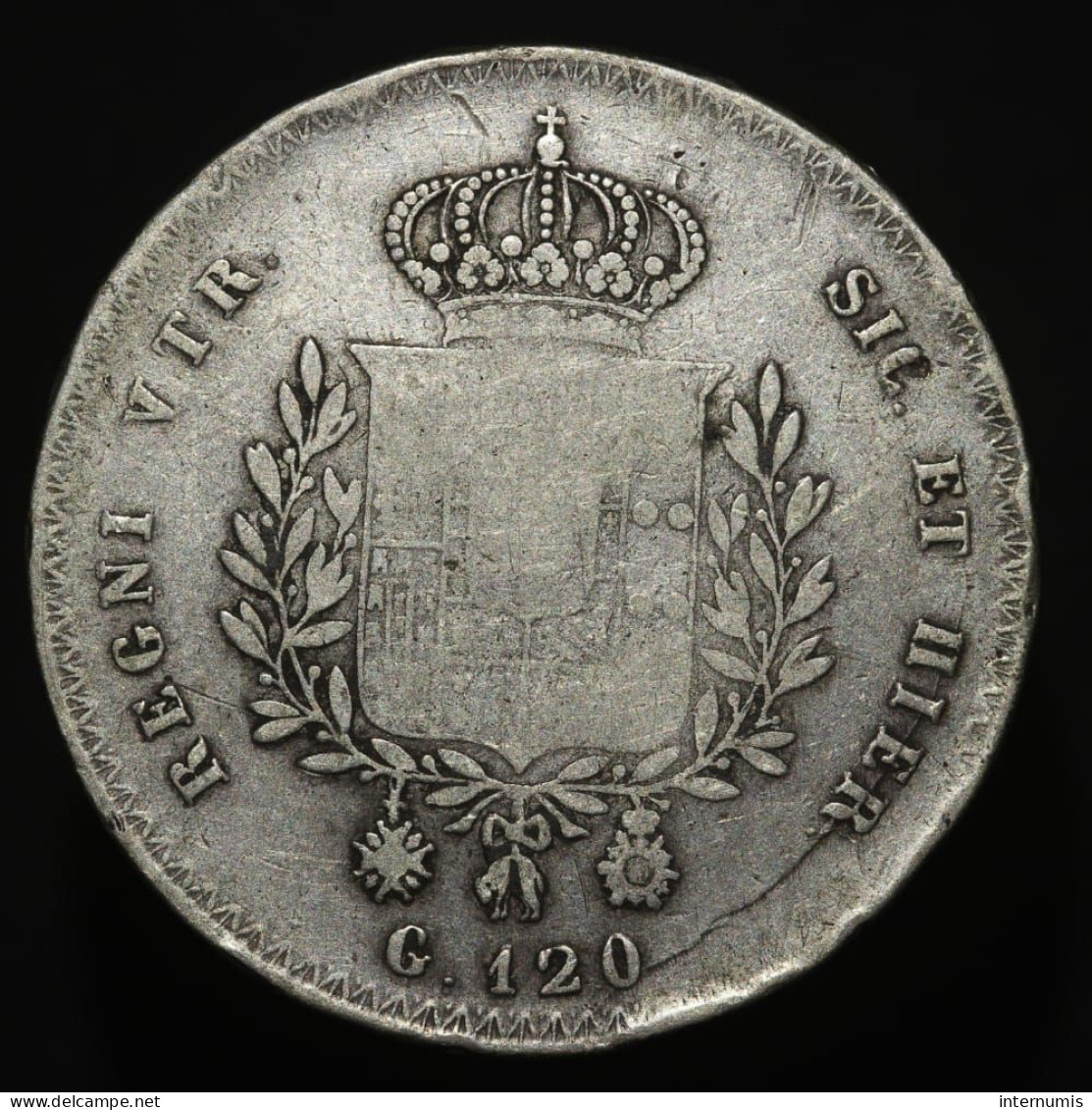 Italie / Italy, François Ier : Royaume Des Deux-Siciles, 120 Grana, 1825, Argent (Silver), TB (F), KM#294, Mont.636 - Dos Siciles