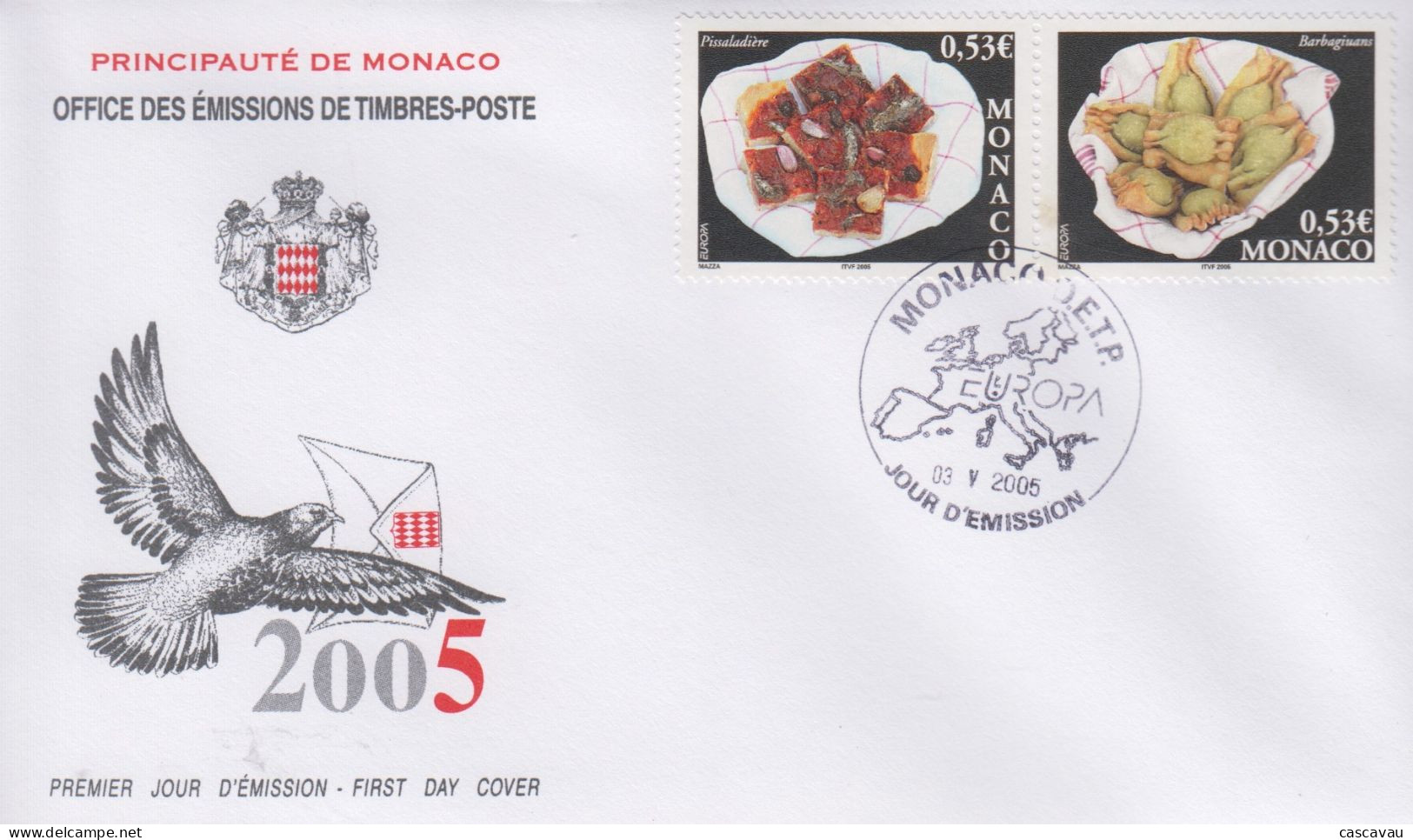 Enveloppe  FDC  1er  Jour   MONACO   Paire   EUROPA   La  Gastronomie   2005 - 2005