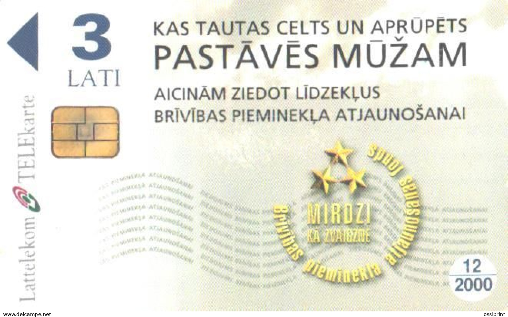 Latvia:Used Phonecard, Lattelekom, 3 Lati, Advertising, 2000 - Latvia