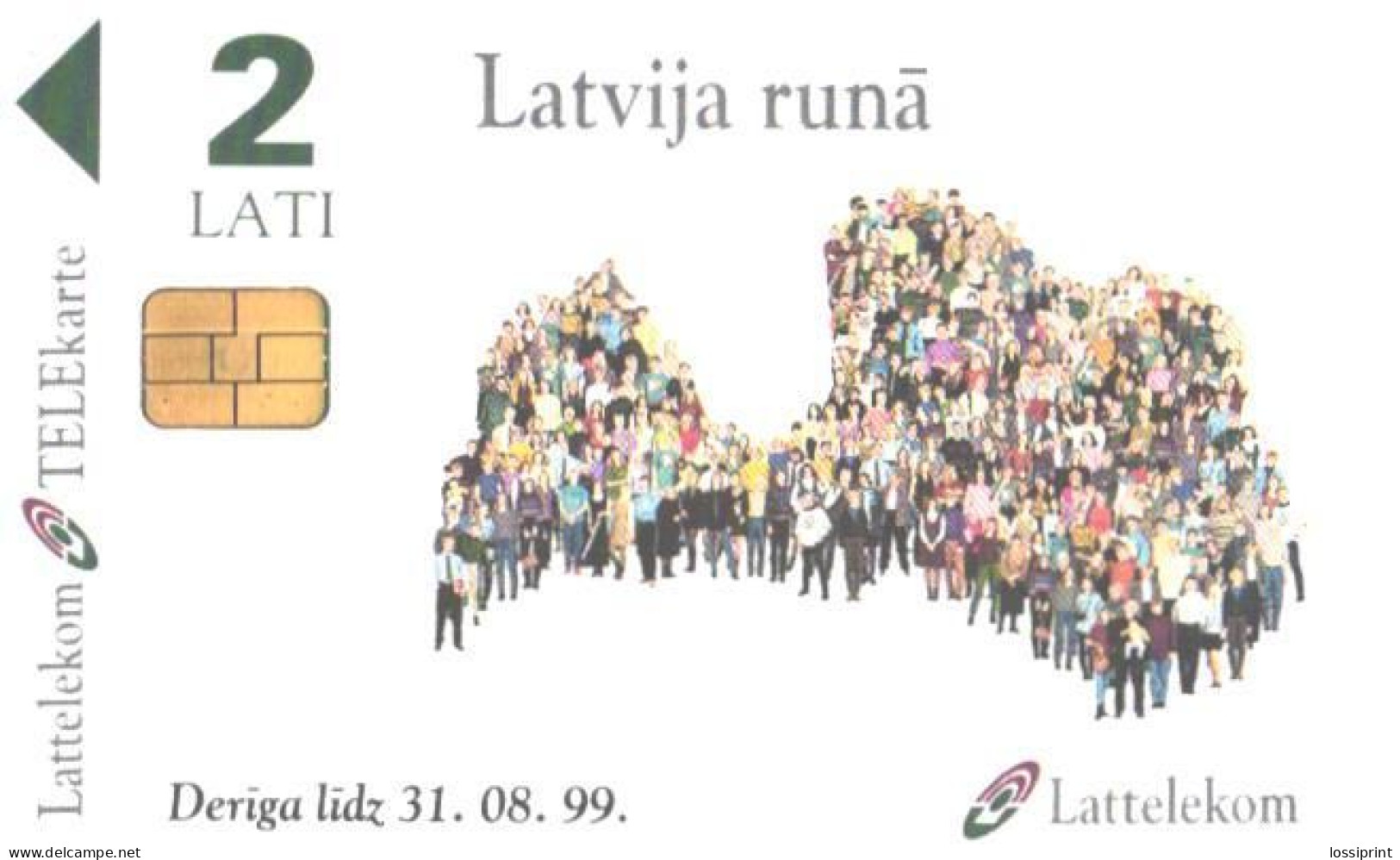 Latvia:Used Phonecard, Lattelekom, 2 Lati, People Figures, 1999 - Lettonie