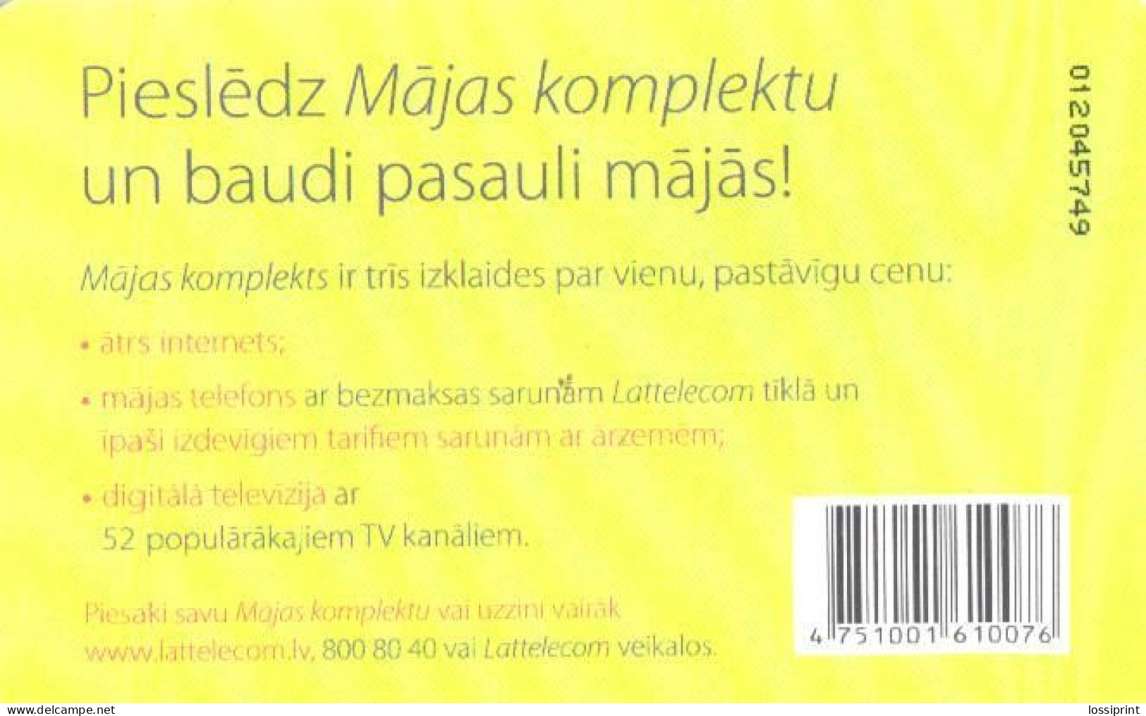 Latvia:Used Phonecard, Lattelekom, 2 Lati, Advertising, 2009 - Lettland