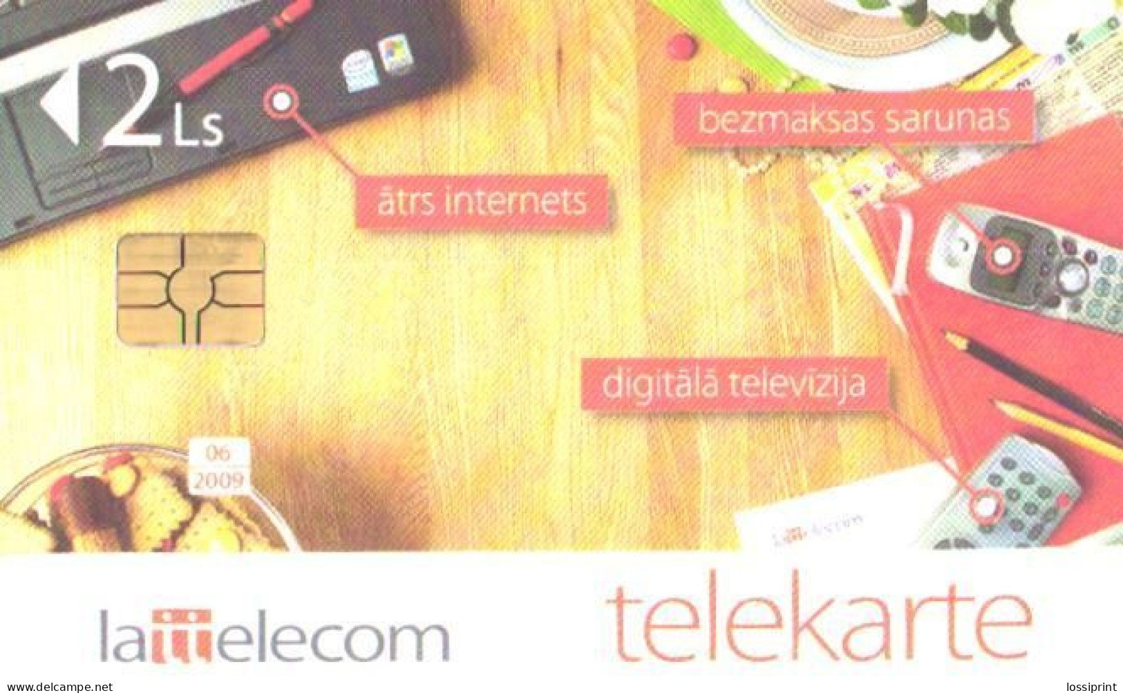 Latvia:Used Phonecard, Lattelekom, 2 Lati, Advertising, 2009 - Lettonie