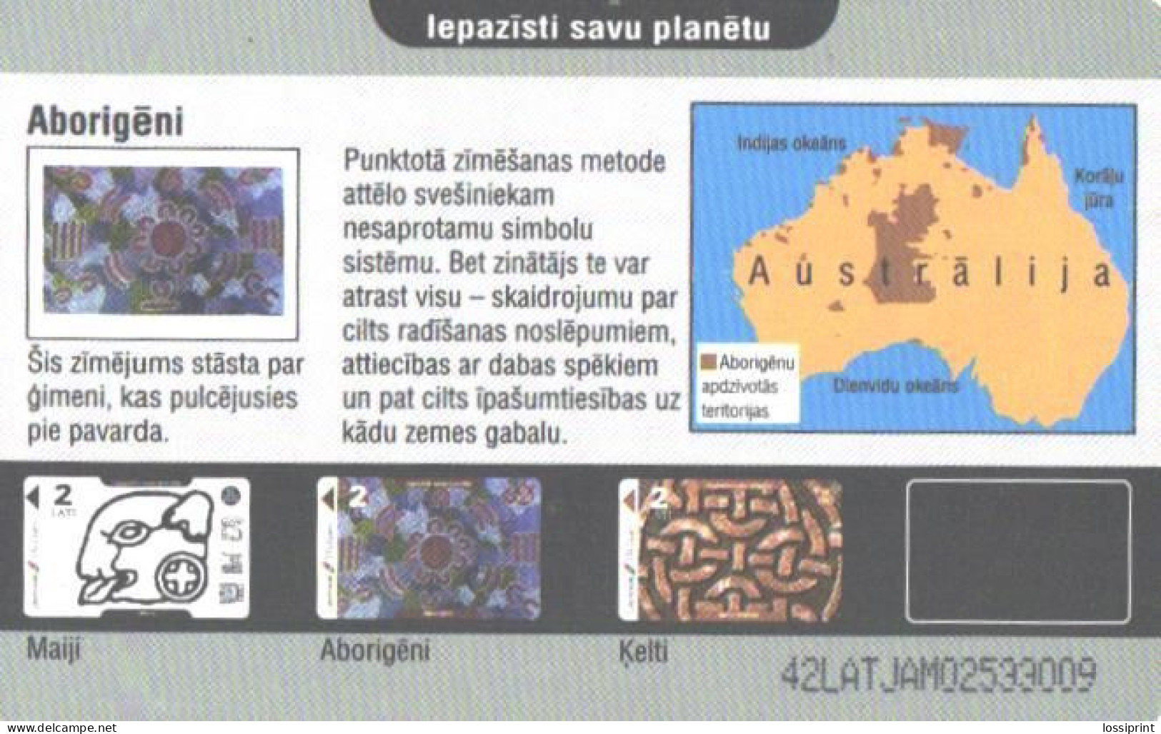 Latvia:Used Phonecard, Lattelekom, 2 Lati, Australia Pattern, 2002 - Lettonie