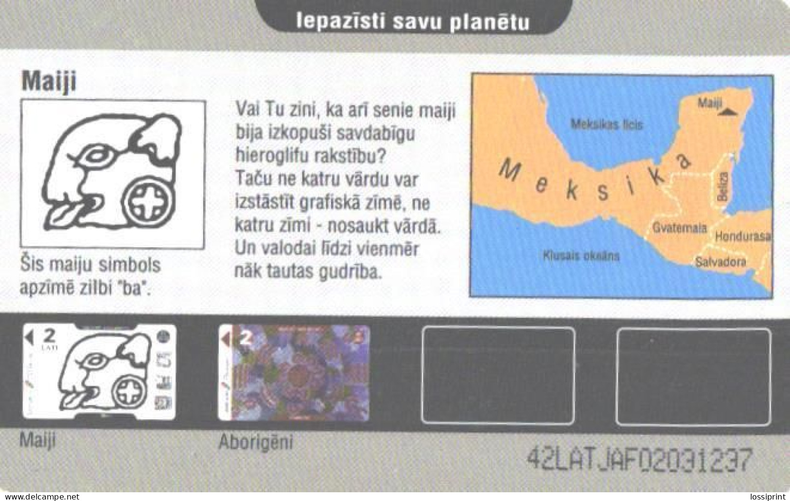 Latvia:Used Phonecard, Lattelekom, 2 Lati, Mexico Pattern, 2002 - Lettonie