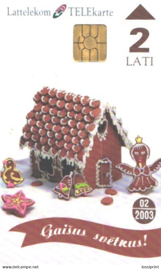 Latvia:Used Phonecard, Lattelekom, 2 Lati, Gingerbread House, 2003 - Letland