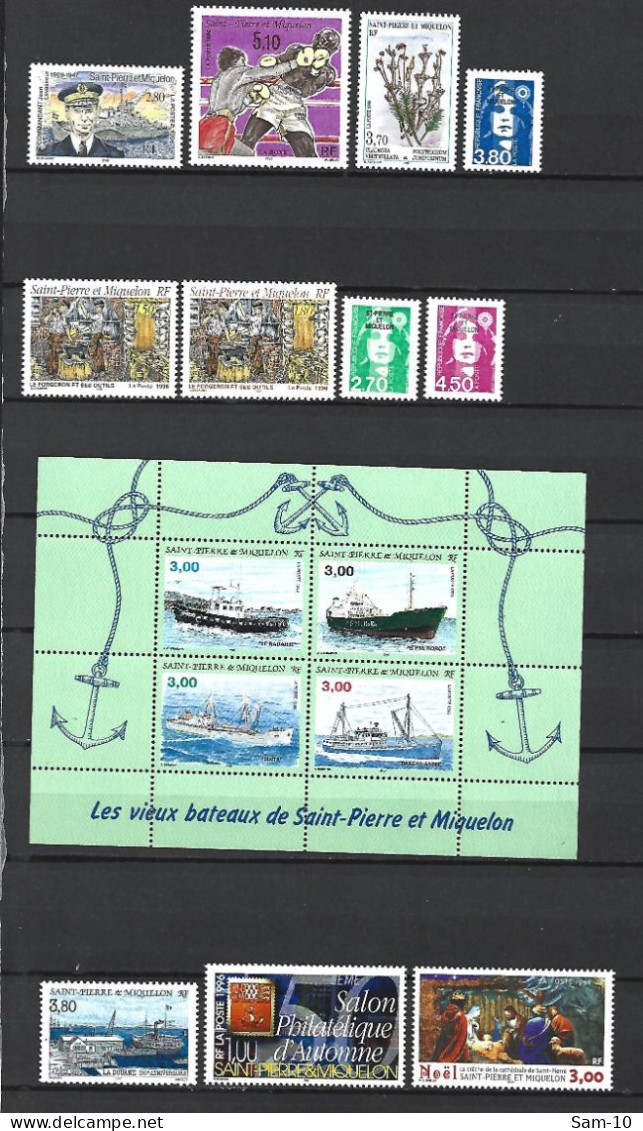 Timbre St Pierre Et Miquelon Neuf **  N 624 / 640 A Année 1996 - Volledig Jaar