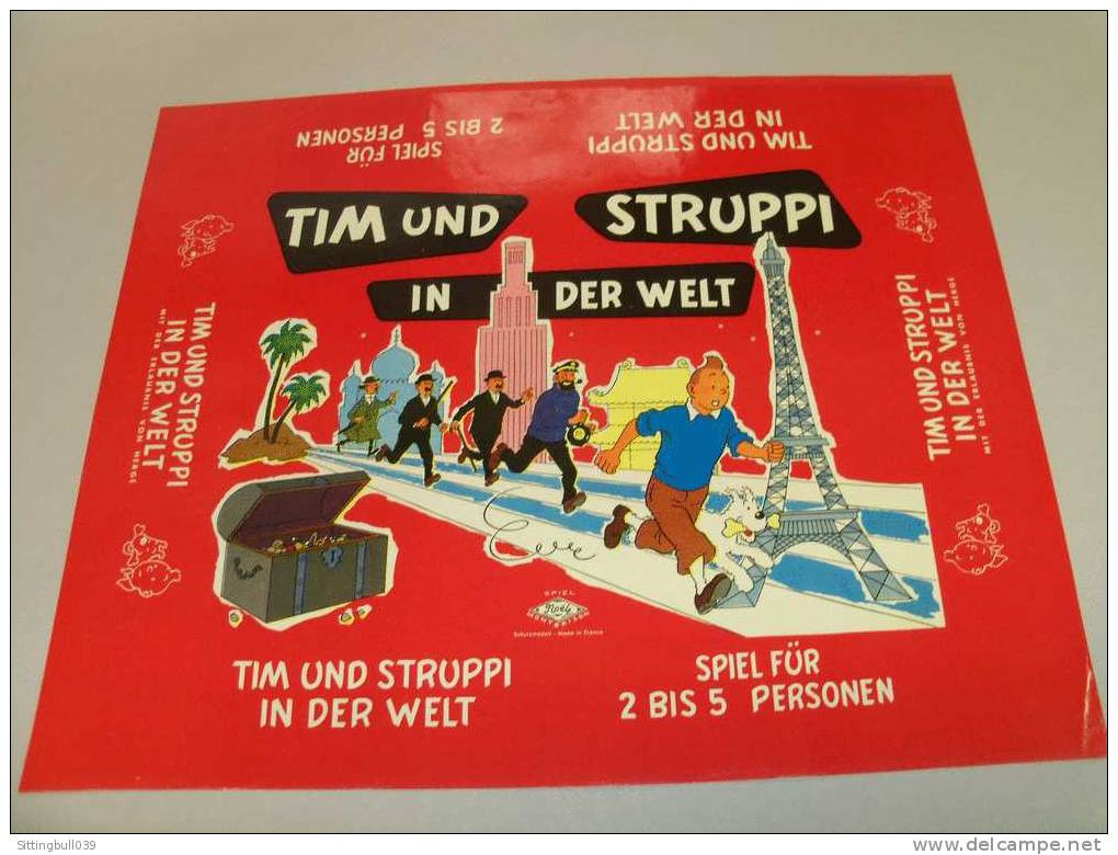 TIM UND STRUPPI IN DER WELT. Affiche épreuve D'imprimeur Pour Le Dessus De La Boîte De Jeu. Jeux Noël Montbrison. RARE! - Affiches & Posters