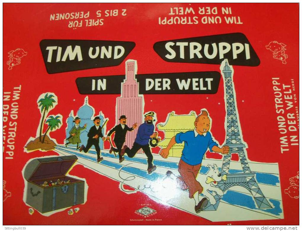 TIM UND STRUPPI IN DER WELT. Affiche épreuve D'imprimeur Pour Le Dessus De La Boîte De Jeu. Jeux Noël Montbrison. RARE! - Afiches & Offsets