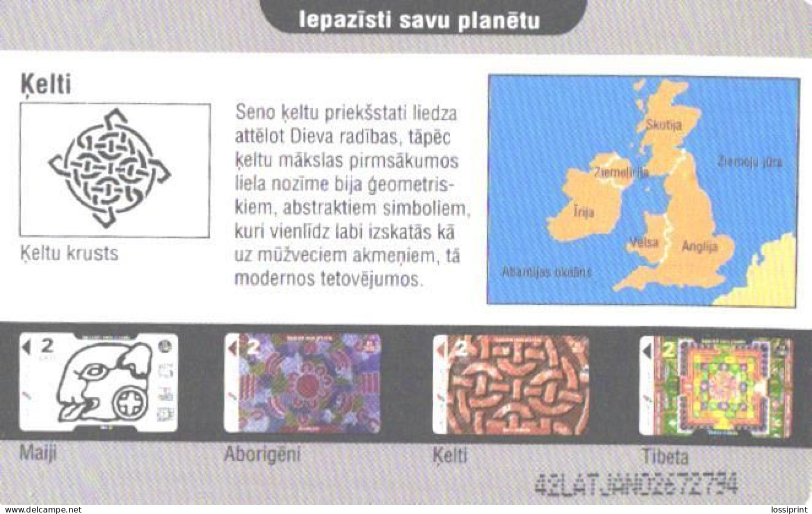 Latvia:Used Phonecard, Lattelekom, 2 Lati, Celtic Pattern, 2002 - Letland