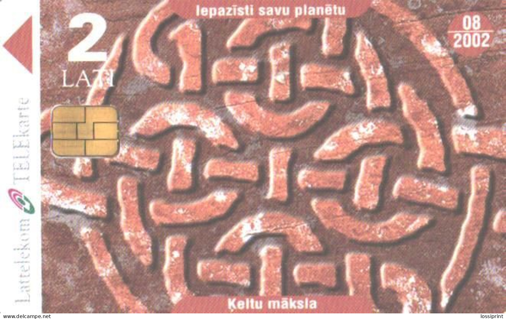 Latvia:Used Phonecard, Lattelekom, 2 Lati, Celtic Pattern, 2002 - Letland