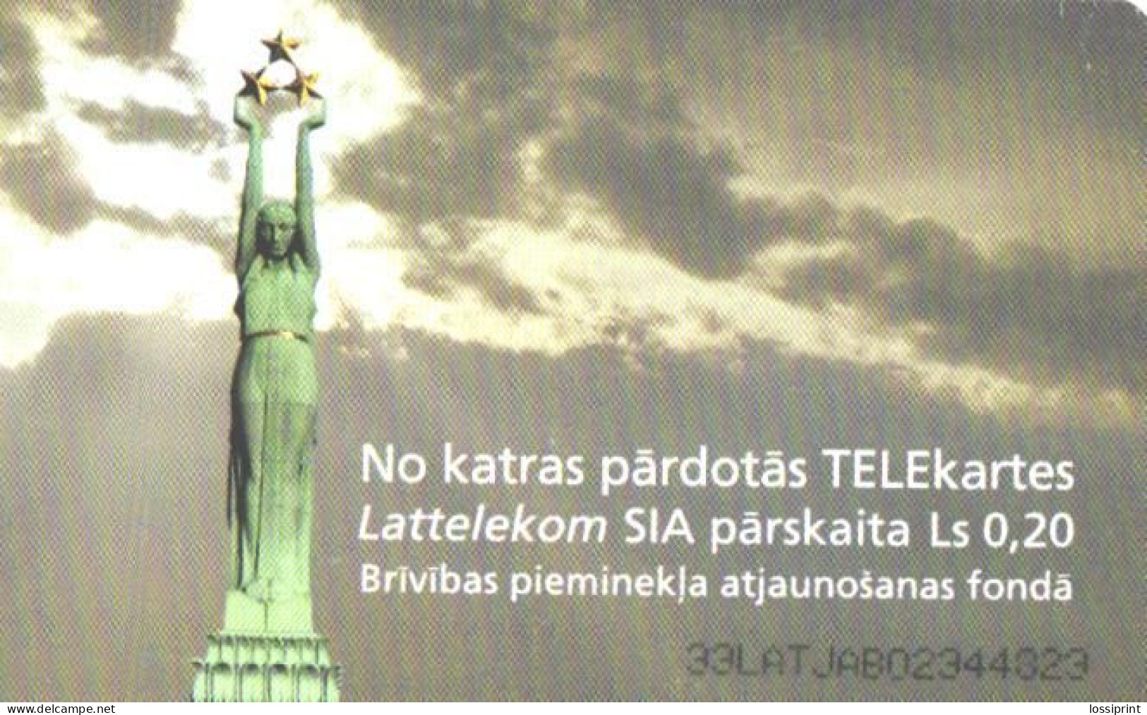 Latvia:Used Phonecard, Lattelekom, 3 Lati, Monument, 2000 - Latvia