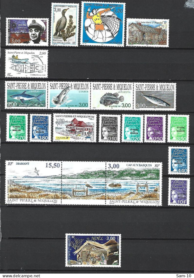 Timbre St Pierre Et Miquelon Neuf **  N 641 / 662 Manque Le 651   Année 1997 - Annate Complete