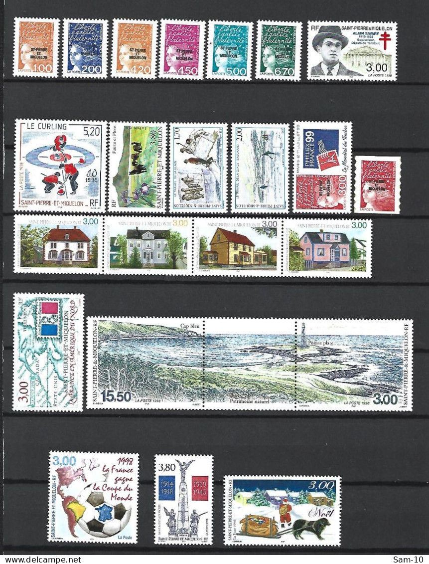 Timbre St Pierre Et Miquelon Neuf **  N 663 / 685   Année 1998 - Années Complètes