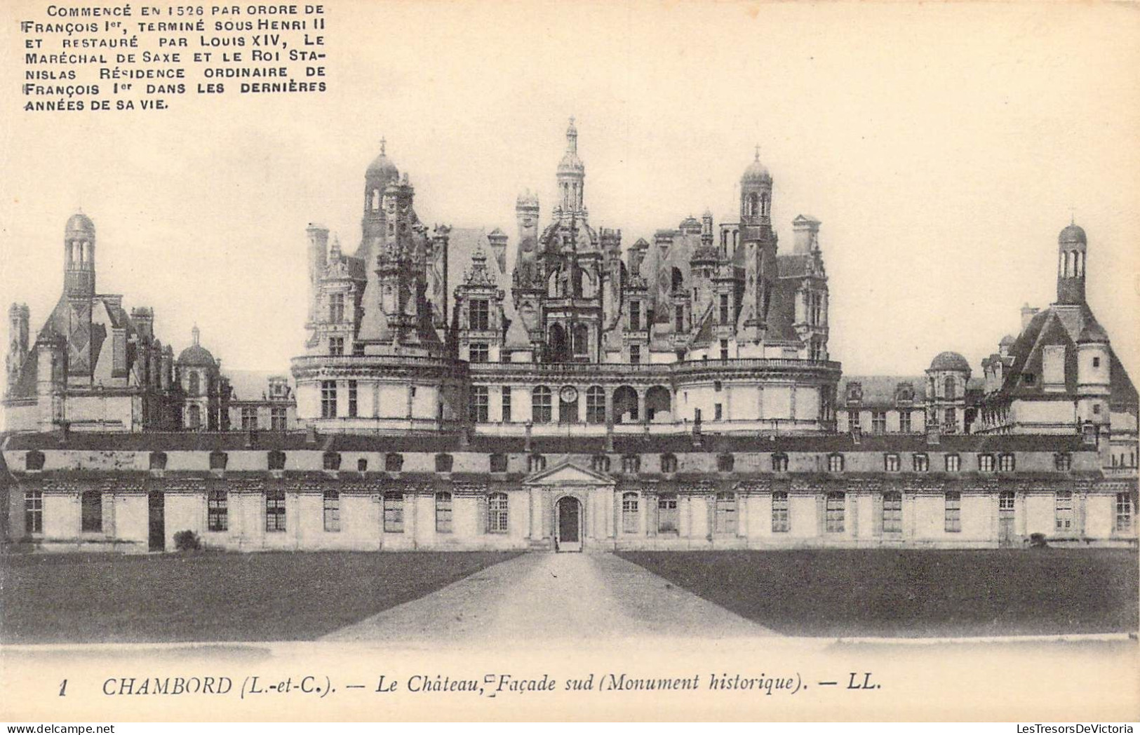 FRANCE - 41 - Chambord - Le Château, Façade Sud ( Monument Historique ) - Carte Postale Ancienne - Chambord